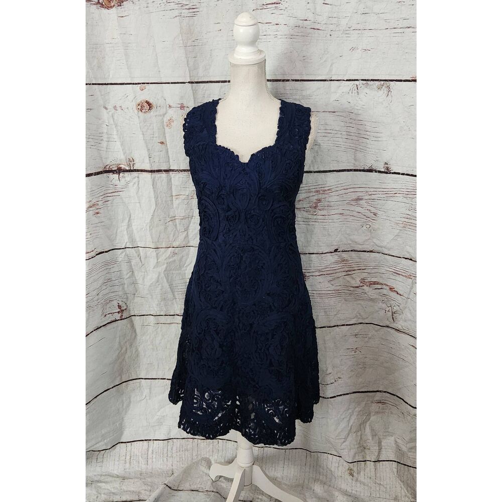 Yoana Barashi‎ Blue Lace Sheath Dress Size 6
